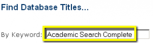 access Academic Search Complete through the Databases A-Z